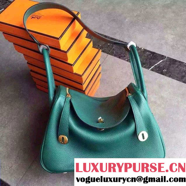 hermes lindy 26/30 bag in original togo leather malachite