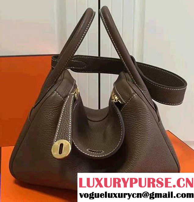 Hermes Leather Lindy 26/30cm Bag Brown