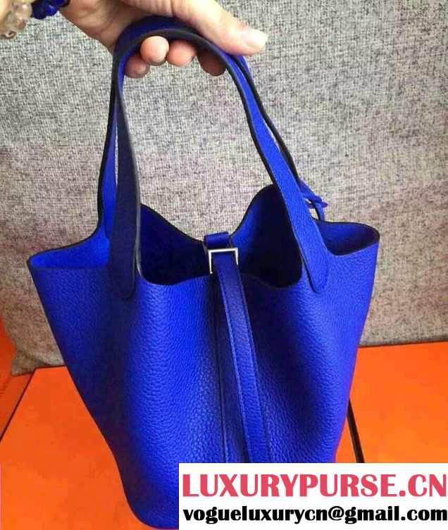 Hermes Original Togo Leather Picotin Lock PM/MM Bag Blue