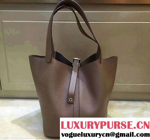 Hermes Togo Leather Picotin Lock Bag Elphant Gray