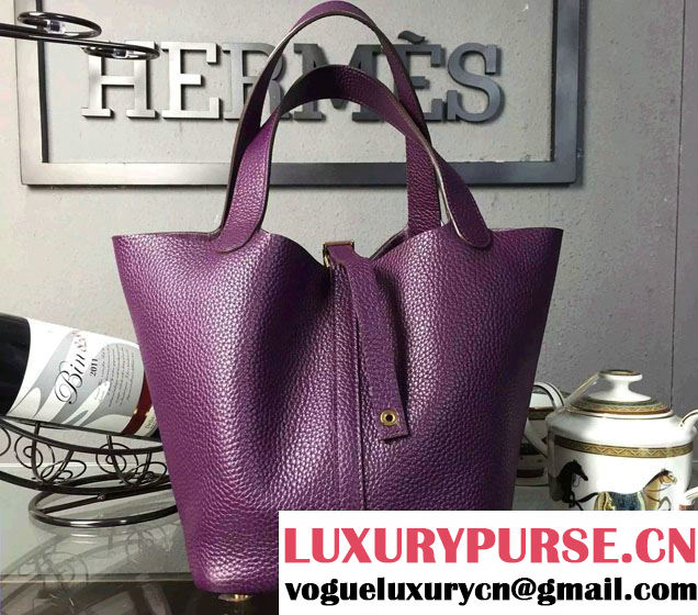 Hermes Togo Leather Picotin Lock Bag Purple