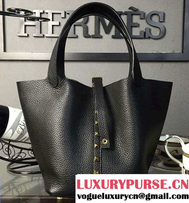 Hermes Togo Leather Picotin Studs Bag Black