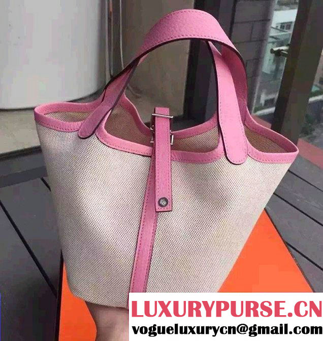 Hermes Canvas Picotin Lock PM/MM Bag Pink 2016