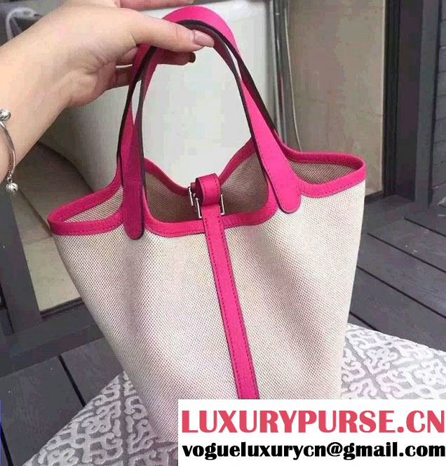 Hermes Canvas Picotin Lock PM/MM Bag Fushia 2016