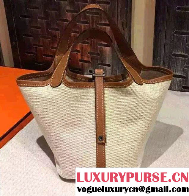 Hermes Canvas Picotin Lock PM/MM Bag Khaki 2016