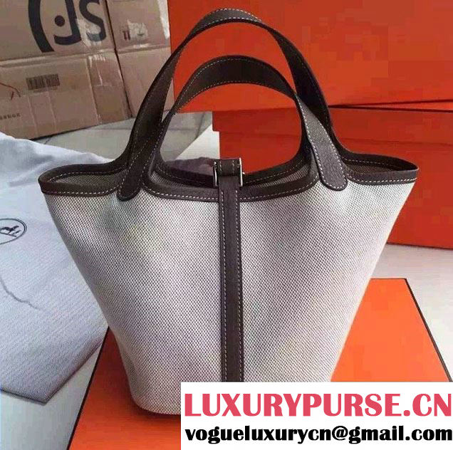 Hermes Canvas Picotin Lock PM/MM Bag Taupe 2016