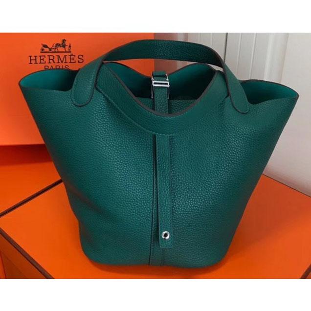 Hermes Calfskin Picotin Lock PM/MM Bag Emerald Green