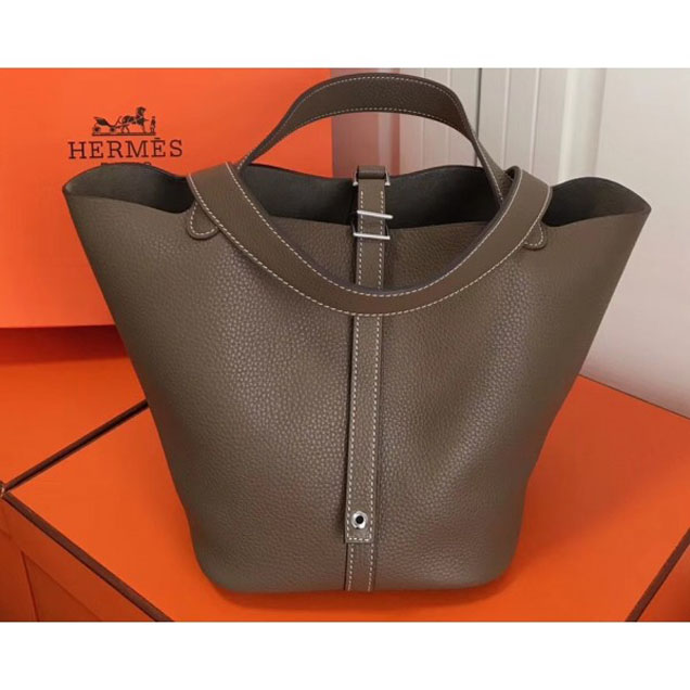 Hermes Calfskin Picotin Lock PM/MM Bag Etoupe