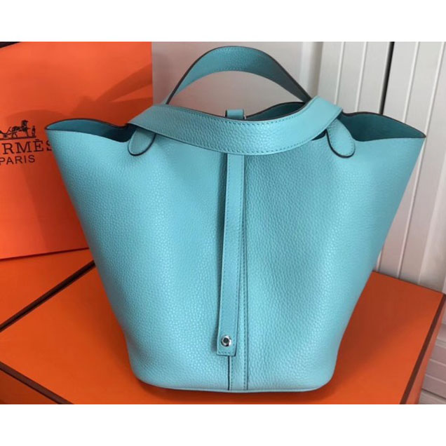 Hermes Calfskin Picotin Lock PM/MM Bag Macaron Blue