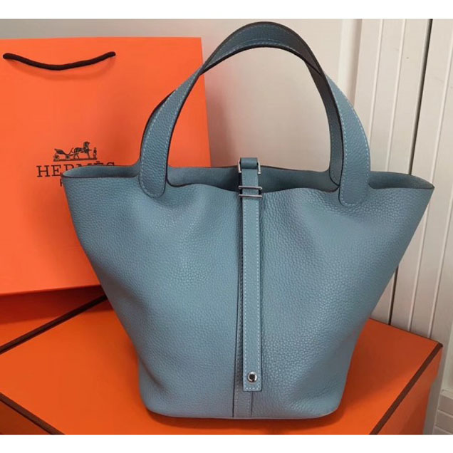 Hermes Calfskin Picotin Lock PM/MM Bag Baby Blue