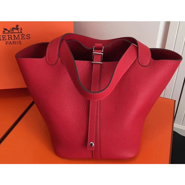 Hermes Calfskin Picotin Lock PM/MM Bag Red