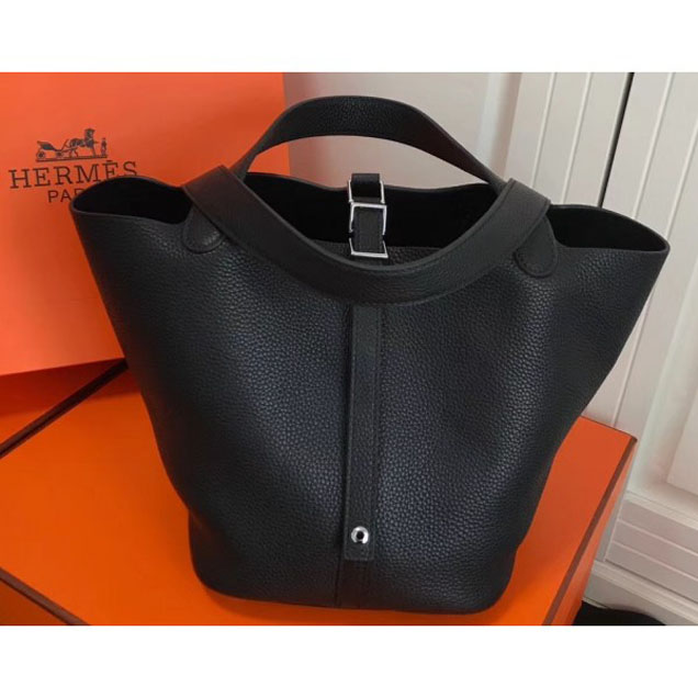 Hermes Calfskin Picotin Lock PM/MM Bag Black