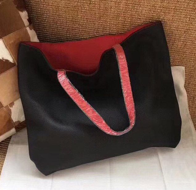 Hermes Shopping Bag 36CM Totes Clemence black&red