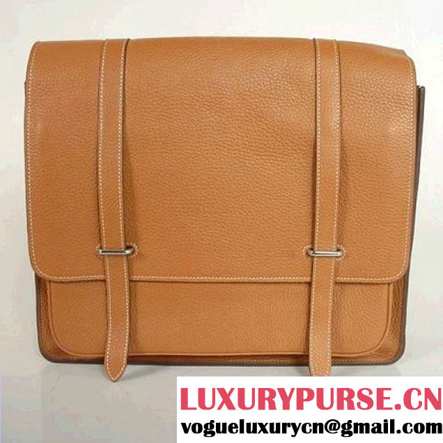 Hermes Steve 35CM Messenger Bag Clemence Leather Camel