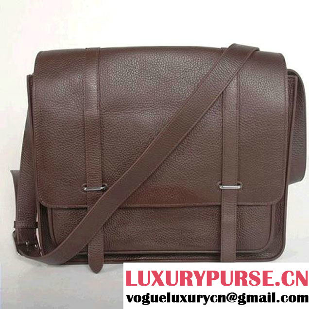 Hermes Steve 35CM Messenger Bag Clemence Leather Brown