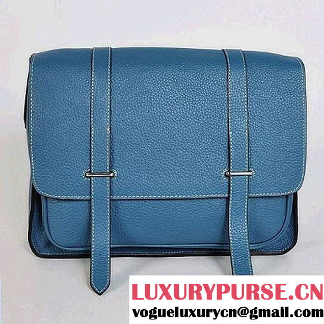 Hermes Steve 32CM Mens Bag Clemence Blue