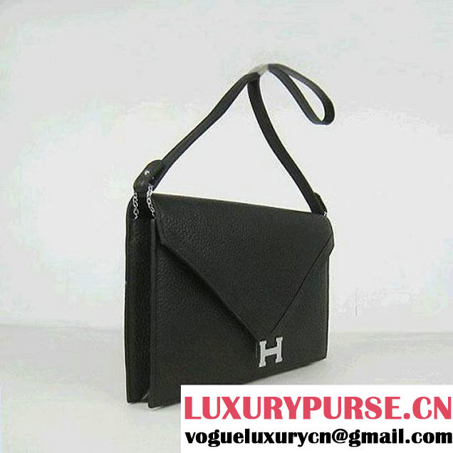 Hermes Black Shoulder Bags with Silver Hardware H021