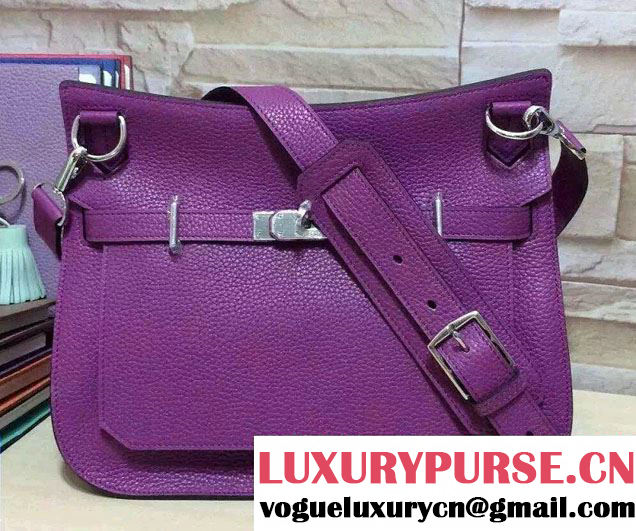 Hermes Original Togo Leather Jypsiere 28cm/34cm Shoulder Bag Purple