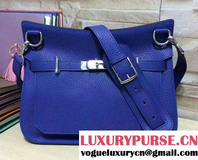 Hermes Original Togo Leather Jypsiere 28cm/34cm Shoulder Bag Blue