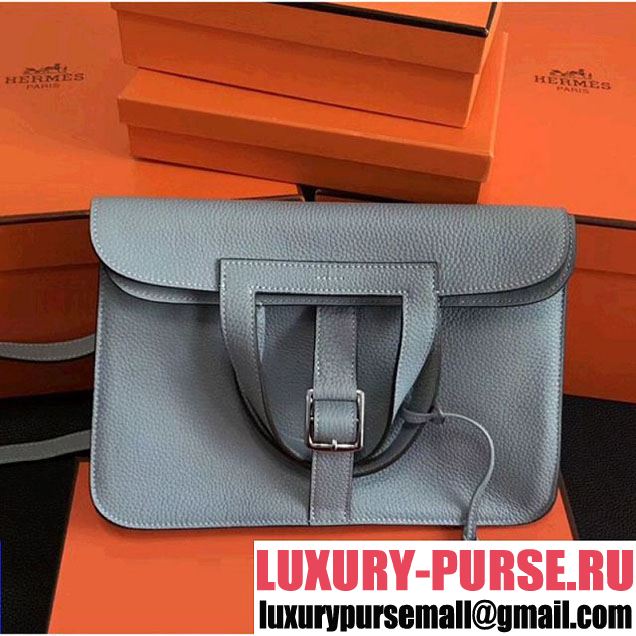 Hermes Halzan Togo Calfskin Leather Bag In Pale Blue (FL-7122356 )