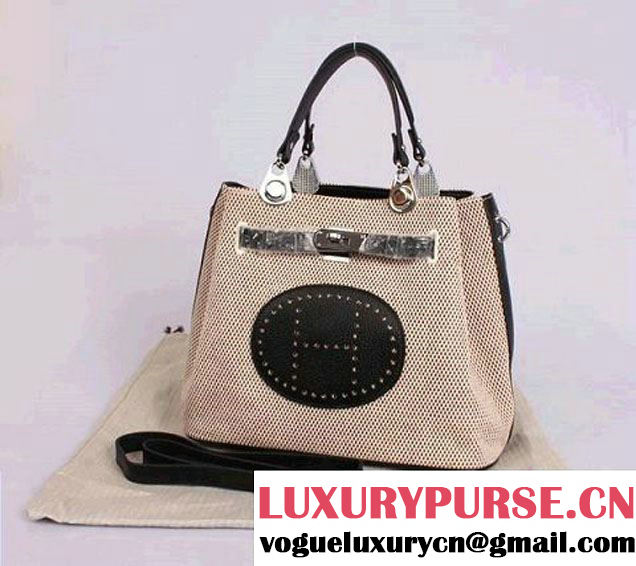 Hermes Mini So Kelly 30CM Bag Black Canvas H8029 Silver