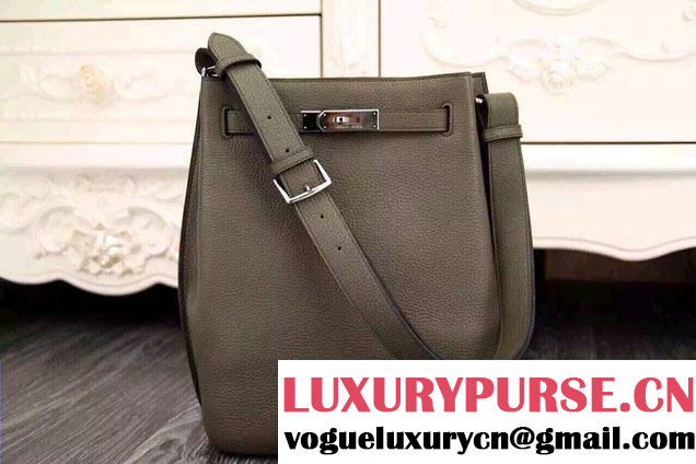 Hermes Original Togo Leather So Kelly 22cm Bag Army Green