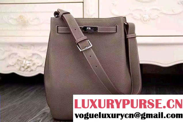 Hermes Original Togo Leather So Kelly 22cm Bag Etoupe