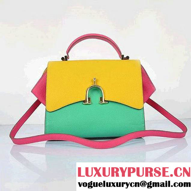 Hermes Stirrup Mini Top Handle Bag Green&Yellow&Rosy - $269.00