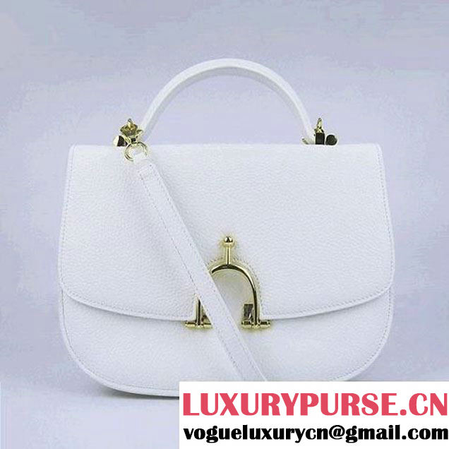 Hermes Stirrup Shoulder Bag White Calfskin Gold - $239.00