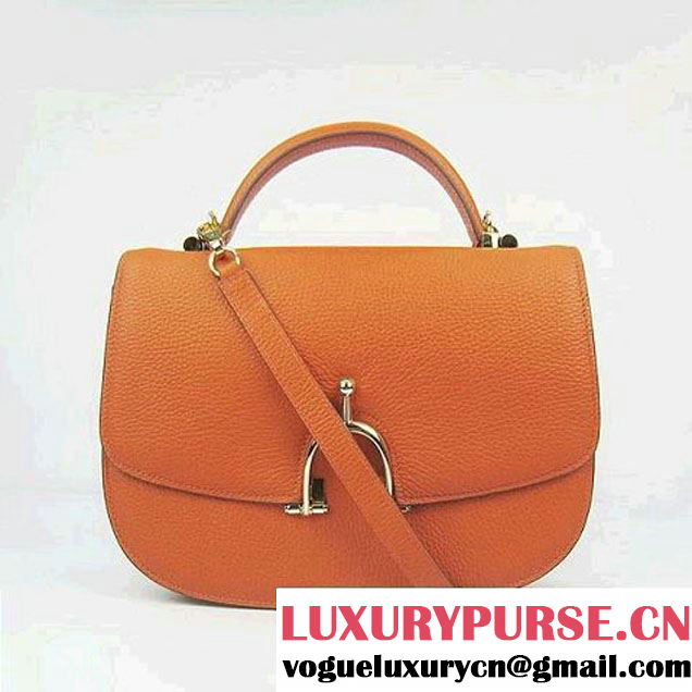 Hermes Stirrup Shoulder Bag Orange Calfskin Gold - $239.00