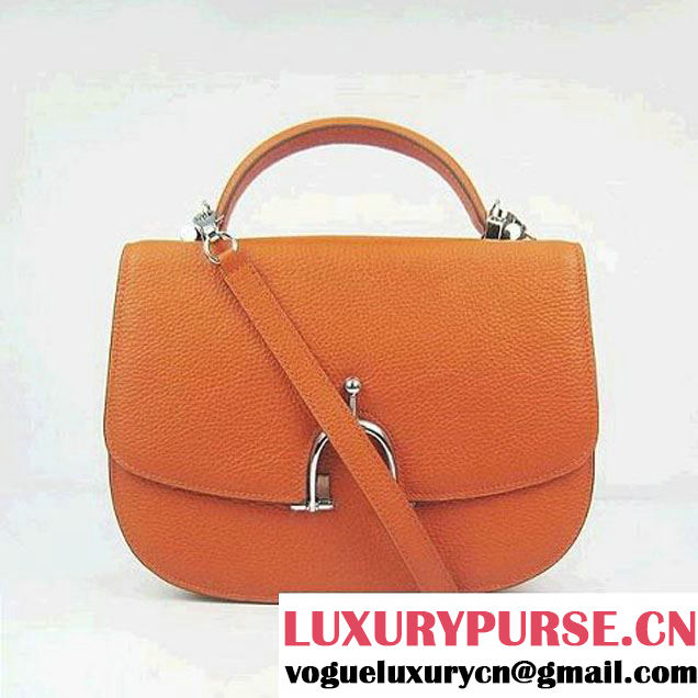 Hermes Stirrup Shoulder Bag Orange Calfskin Silver - $239.00