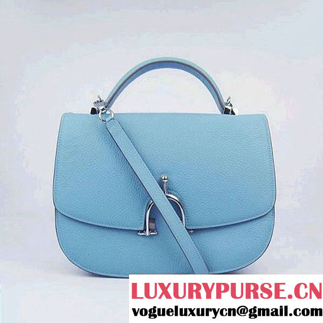 Hermes Stirrup Shoulder Bag Blue Calfskin Silver - $239.00