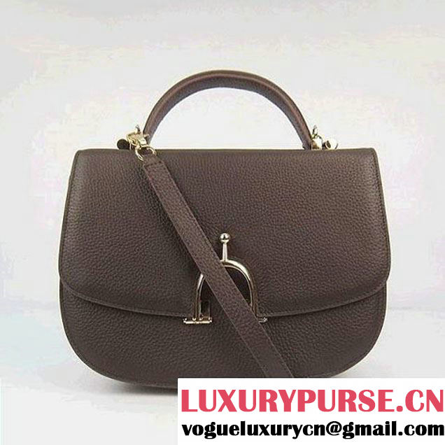 Hermes Stirrup Shoulder Bag Brown Calfskin Gold - $239.00