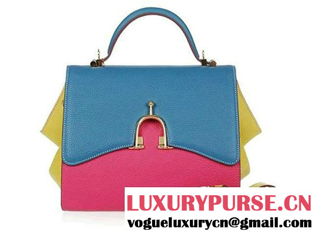 Hermes Stirrup Mini Top Handle Bag H-509118 Blue&Rosy&Yellow - $259.00