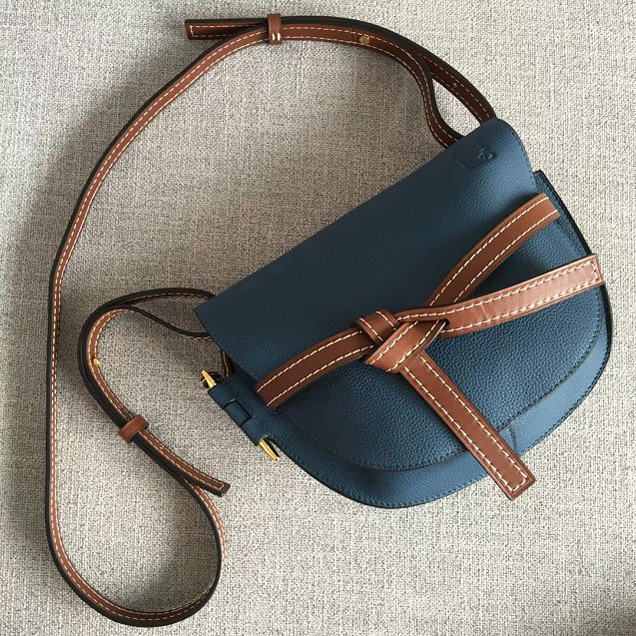 Loewe Original Calfskin Gate Bag Varsity Blue Pecan