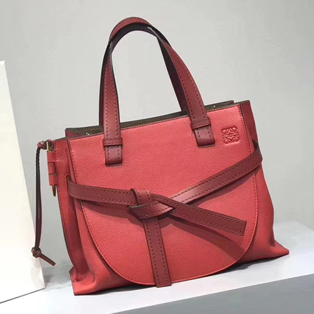 Loewe Original Calfskin Gate Top Handle Small Bag Scarlet Red Burnt Red