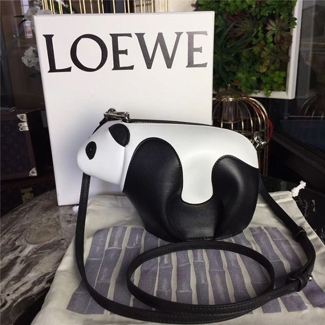 Loewe Panda Mini Bag 20cm Calfskin Leather Fall Winter 2017 Collection Black White