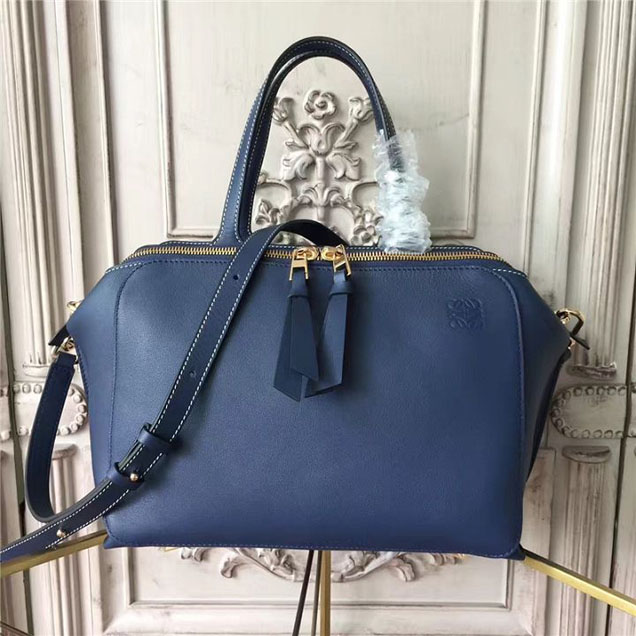 Loewe Zipper Tote Satchel Bag 30cm Calfskin Leather Fall Winter 2017 Collection Blue