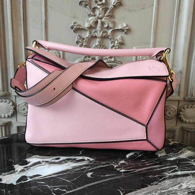 Loewe Puzzle Colorblock Satchel Bag 29cm Calfskin Leather Spring Summer 2018 Collection Pink Light Pink