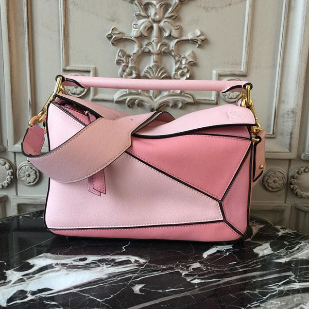 Loewe Puzzle Colorblock Satchel Bag 24cm Calfskin Leather Spring Summer 2018 Collection Pink Light Pink