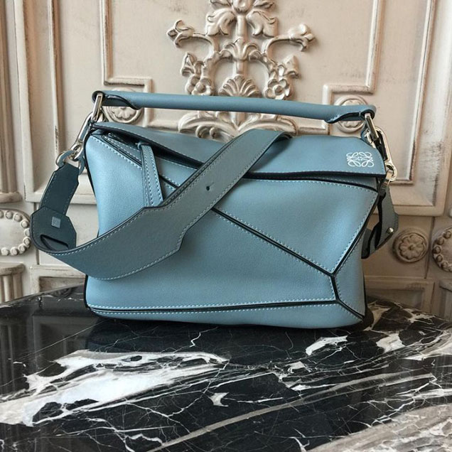 Loewe Puzzle Colorblock Satchel Bag 24cm Calfskin Leather Spring Summer 2018 Collection Blue