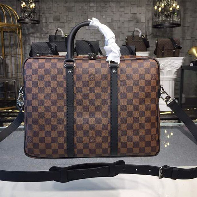 Louis Vuitton Porte-Documents Voyage PM Bag 38cm Damier Ebene Canvas Fall Winter 2018 Collection N41466 Brown