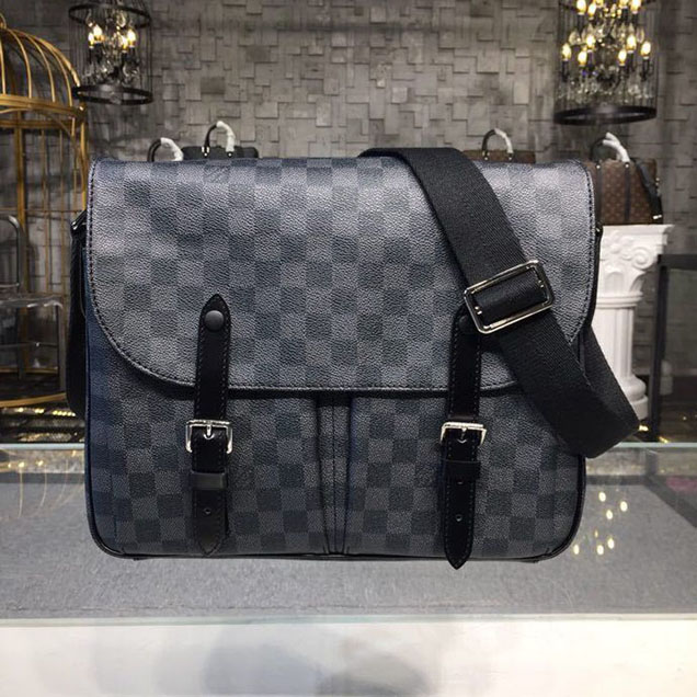 Louis Vuitton Christopher Messenger Bag 36cm Damier Graphite Canvas Fall Winter 2018 Collection N41500 Black