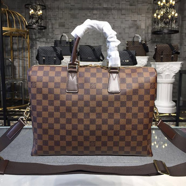 Louis Vuitton Porte-Documents Jour PM Bag 38cm Damier Ebene Canvas Fall Winter 2018 Collection N42242 Brown