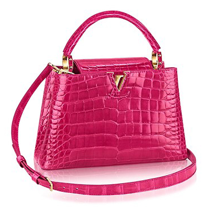 Louis Vuitton Capucines PM N93718 Alligator Leather Rose Peony