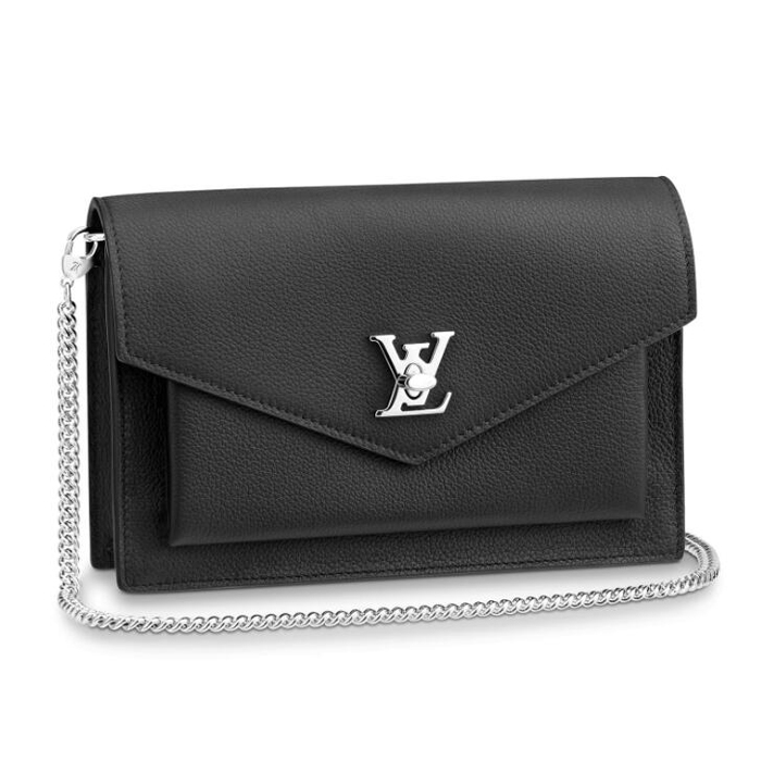 Louis Vuitton M63471 Pochette Mylockme Chain Black Calf Leather