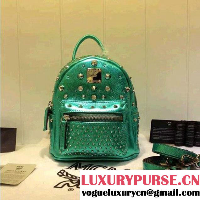 MCM X-Mini Metallic Calfskin Stark Backpack Green (3B031-6101213 )