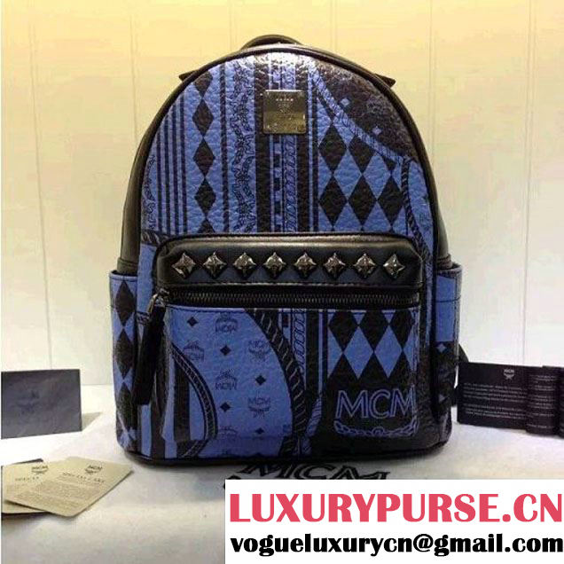 MCM Small Stark Baroque Print Backpack Blue 2016 (3B031-6101216 )