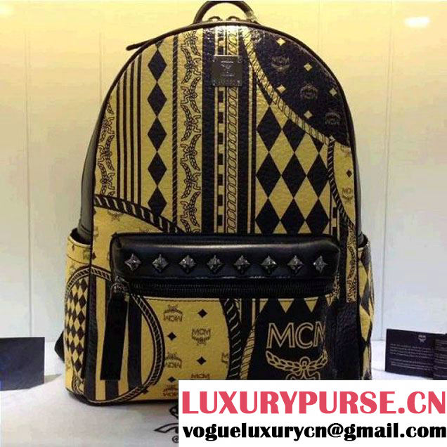 MCM Medium Stark Baroque Print Backpack Yellow 2016 (3B031-6101217 )