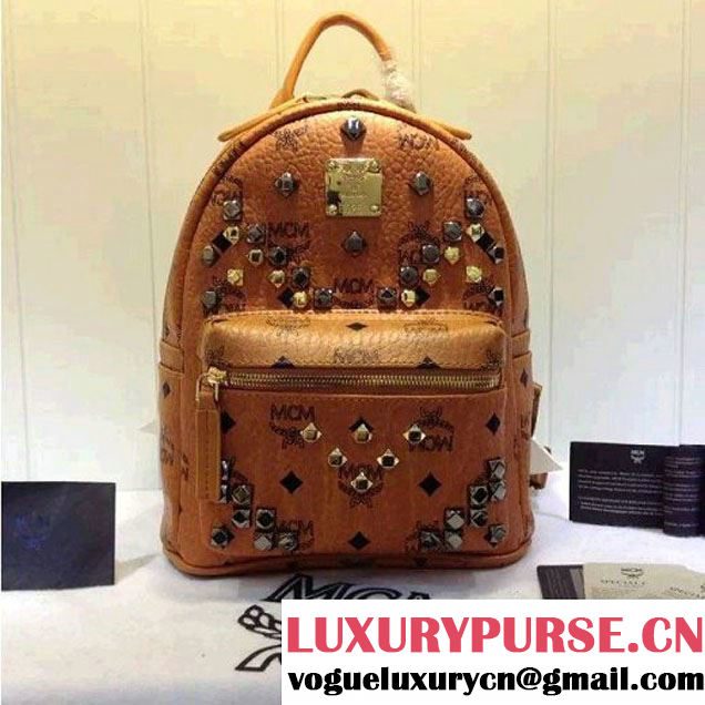 MCM Mini Stark Backpack with M Studs Cognac (3B031-6101235 )